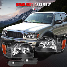 For Toyota Tacoma 2001-2004 Front Headlights Black Headlamps Bumper Light Pair