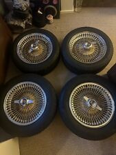 Set Of 4 Chrome And Gold Wire Wheels Lowrider 5x112 15