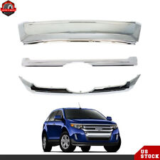 Fit For 2011-2014 Ford Edge Front Bumper Grill Grille Set Silver Plastic Chrome