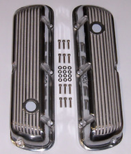 Short Ford Sbf 289 302 351w Retro Finned Polished Aluminum Valve Covers Mustang