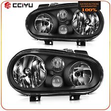 For 1999-2006 Volkswagen Golf Headlights Assembly Pair Replacement Black Housing