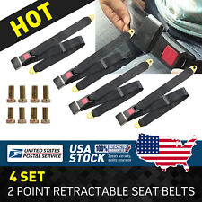 4 X 2 Point Retractable Safety Seat Belt Lap Diagonal Extend For Car Truck Suv