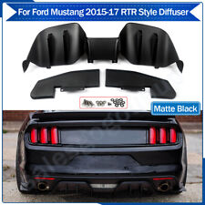For 2015-2017 Ford Mustang Rear Bumper Diffuser W Side Valance 3pcs Matte Black