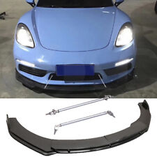 Carbon Style Front Bumper Lip Splitter Strut Rods For Porsche Cayman 2006-2016