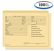 Heavy Duty Vehicle Deal Jackets Car Dealer Envelopes - Printed 100 Per Pack