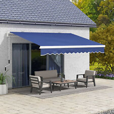 13x8 Manual Retractable Sun Shade Shelter Outdoor Patio Awning Canopy Blue
