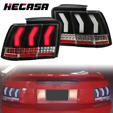 Hecasa Led Tail Lights For 99-04 Ford Mustang Black Sequential Brake Lamps