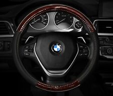Steering Wheel Cover Black Wood Grain Chrome Line Fits 14.5 - 15.5 M