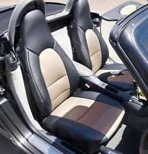 Porsche Boxster 1997-2004 Blackbeige S.leather Custom Made Fit Front Seat Cover