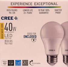 2 Cree 40-watt Bright White A19 Led Light Bulbs - Dimmable - 460 Lumens