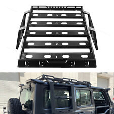 Fit For 2018-2023 Jeep Wrangler Jl Jlu Black 4 Door Steel Roof Tray Basket Set