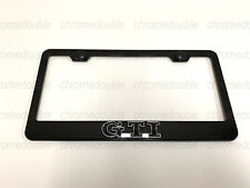 1pc 3d Gtiemblem - Black Stainless Steel License Plate Frame Wscrew Caps