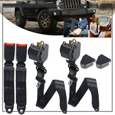 Pair Blk Universal 3 Point Retractable Seat Belts For Jeep Cj Yj Wrangler 82-95