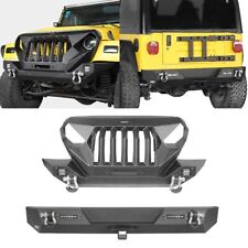 Mad Max Front Rear Bumper Wwinch Plate Lights For 1997-2006 Jeep Wrangler Tj