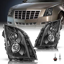 For 2008 2009 2010 2011 2012 2013 2014 Cadillac Cts Black Halogen Headlights Set