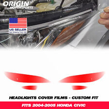 Precut Headlights Protection Clear Covers Bra Film Kit Ppf Fits 2004-2005 Civic