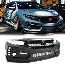 Type R Style Front Bumper Cover Kit For 2016-2021 Honda Civic Sedan Coupe 10th