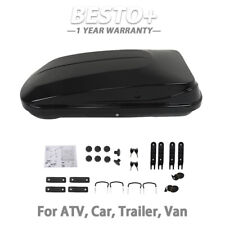 Black 14 Ft Abs Car Roof Top Box Cargo Luggage Carrier 2 Locks Toolless Install