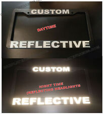 Reflective Custom Made Personalized Black White Letters License Plate Frame
