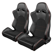 Braum Blk Leather Carbon Fiber Advan Racing Seats W Blk Clothred Stitch-pair