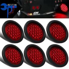 6pcs 4 Inch Round 24-led Tail Light Reverse Backup Lamp Red For Truck Trailer