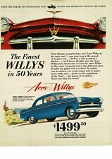 1953 Willys Aero Willys Blue 4-door Sedan Art Vintage Ad