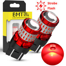 2x 7443 7440 Strobe Red Led Brake Light Tail Stop Parking Bulb Flashing Blinking