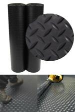 Black Rubber Mat Flooring 4x10 Ft. Roll Diamond Plate Garage Gym Protector 40ft