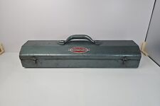 Vintage 1950s Craftsman Crown Top Low Tombstone Grey Portable Tool Box Chest