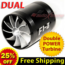For Honda Air Intake Dual Fan Turbo Supercharger Turbonator Gas Fuel Saver Black