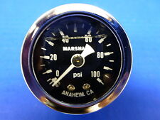 Marshall Gauge 0-100 Psi Fuel Pressure Oil Pressure Black 1.5 Diameter Liquid