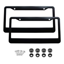 2pcs Glossy Black Car License Plate Frame Cover Front Rear Universal Usa Size