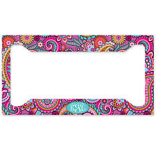 Personalized Monogrammed License Plate Frame Rear Pink Paisley Floral Monogram
