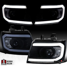 Fit 2007-2014 Chevy Tahoe Suburban Avalanche Smoke Led Drl Projector Headlights