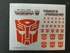 Transformers G1 Silver Backed Auotbot Logo Sticker Sheet Us Seller  As1