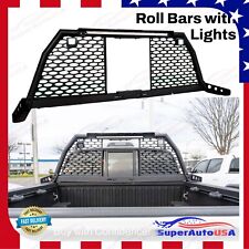 For Full Size Pickup Truck Adjustable Matte Black Headache Rack With Led Lights