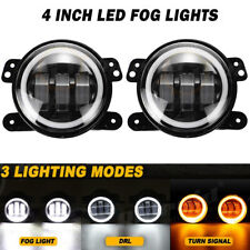 Pair 4 Inch Round Led Fog Lights Driving Lamps Halo For Jeep Wrangler Jk Tj Lj