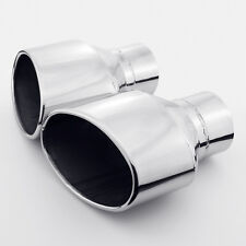 Pair 3 Inlet 8 Length Angled Oval Stainless Steel Exhaust Tip For Audi Rs