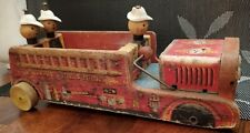 Rare All White Hats 50s Fisher Price Looky Fire Truck Fireman - Parts Restore