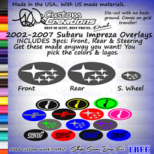 For Subaru Impreza 02-07 Emblem Overlay Kit Front Rear Sti Wrx Decal Gd Gda