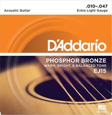 Daddario Ej15 Phosphor Bronze Extra Light Acoustic Guitar Strings 10-47 Set