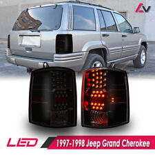 1997-1998 For Jeep Grand Cherokee Black Smoke Led Tail Lights Rear Brake Lamps