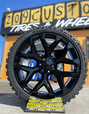 4 24 Gloss Black Snowflakes 24x10 6x139.7 With 33x12.50r24 Mud Tires Free Tpms