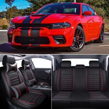 For Dodge Charger 5-seat Full Set Car Seat Covers Front Rear Deluxe Pu Leather