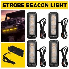 4x Amber 4led Strobe Light Bar Flashing Warning Hazard Beacon Lamp Car Truck Suv