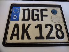 European License Plate Dgf Ak 128 Germany With Plastic Backing Nice Condition