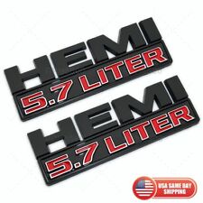 2pcs Hemi 5.7 Liter Side Fender Emblem Badges 3d Decal For Ram 1500 Black Red