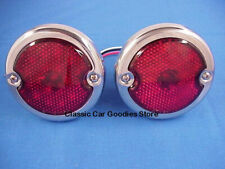 1933-1936 Ford Polished Stainless Steel Tail Lights With 12 Volt Leds