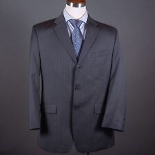 Calvin Klein Mens Sport Coat Size 42r Navy Wool Pinstriped 3 Button Double Vent