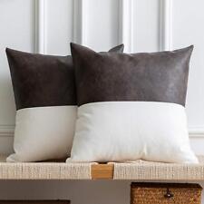 Dezene Leather Throw Pillow Covers Set Of 2 Modern Leathercotton Decorative ...